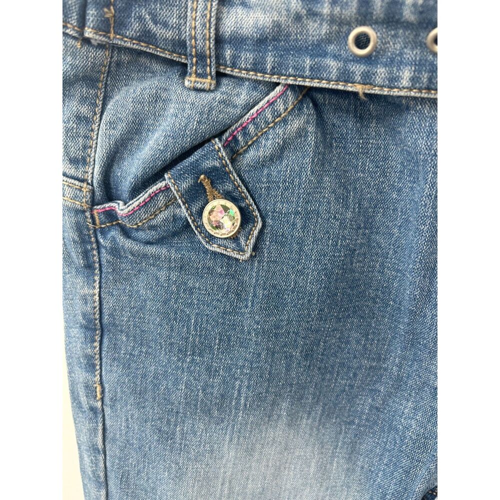 NWT Y2K Vintage Rhinestone Belted Denim Flares Flared Jeans Girls Size 12 - Picture 6 of 7